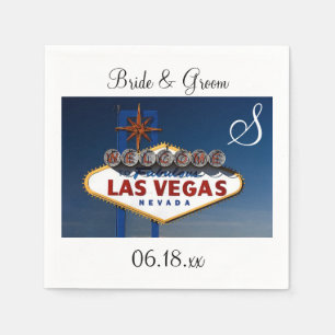 Las Vegas Wedding Theme Monogram Date Couple Names Napkin