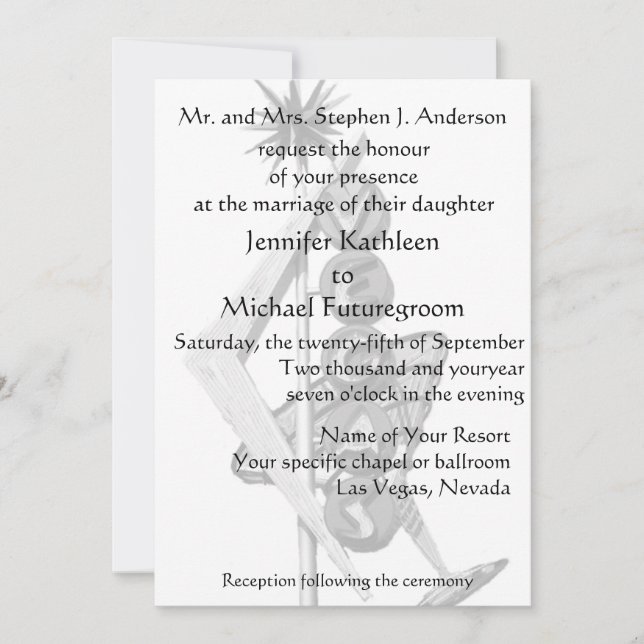 Las Vegas Wedding Vintage Neon Sign Invitation (Front)