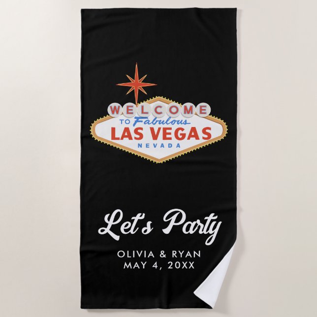 Las Vegas Wedding Welcome Bag Gift Favour Pool Beach Towel (Front)