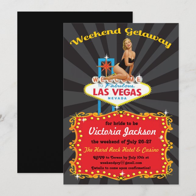 Las Vegas Weekend Getaway Party Invitations (Front/Back)