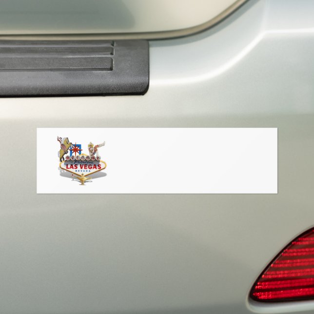 Las Vegas Welcome Sign Bumper Sticker (On Car)