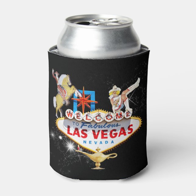 Las Vegas Welcome Sign On Starry Background Can Cooler (Can Front)