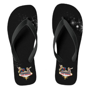 Las Vegas Welcome Sign On Starry Background Flip Flops