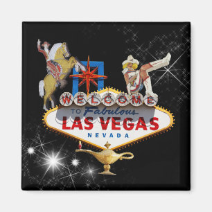 Las Vegas Welcome Sign On Starry Background Magnet