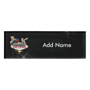 Las Vegas Welcome Sign On Starry Background Name Tag