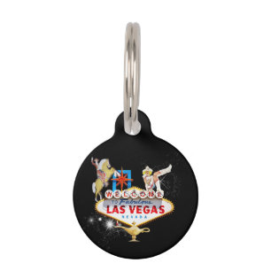 Las Vegas Welcome Sign On Starry Background Pet Tag