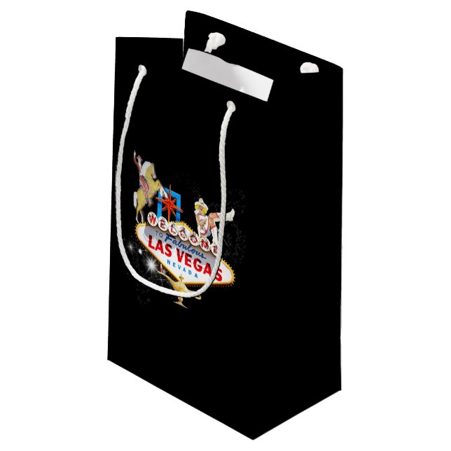 Las Vegas Welcome Sign On Starry Background Small Gift Bag (Back Angled)