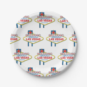 Las Vegas Welcome Sign Paper Plate