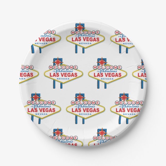 Las Vegas Welcome Sign Paper Plate (Front)