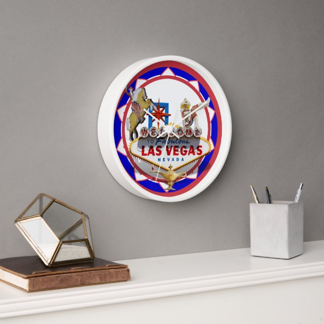 Las Vegas Welcome Sign Poker Chip Clock (Office)