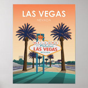 Las Vegas Welcome Sign Sunset Vintage Travel