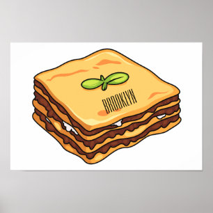 Lasagna cartoon illustration  poster