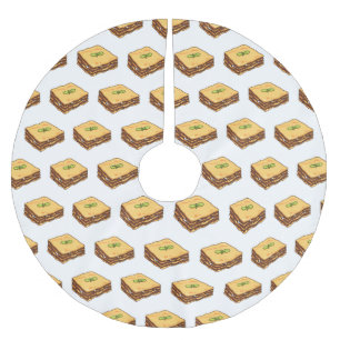 Lasagne cartoon illustration brushed polyester tree skirt