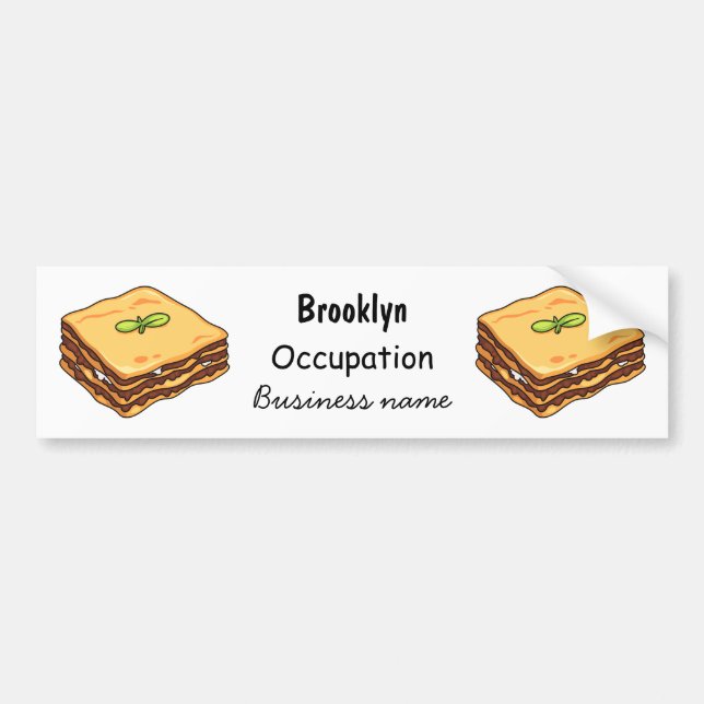 Lasagne cartoon illustration bumper sticker (Front)