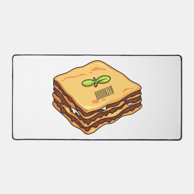 Lasagne cartoon illustration desk mat (Front)