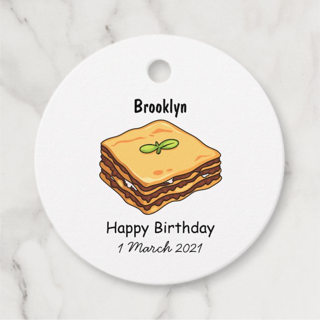 Lasagne cartoon illustration  favour tags (Front)