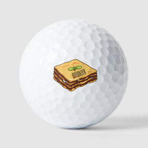 Lasagne cartoon illustration golf balls