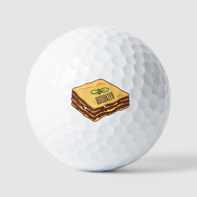 Lasagne cartoon illustration golf balls (Front)