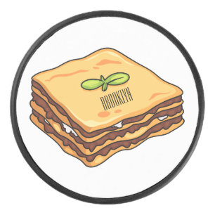 Lasagne cartoon illustration  hockey puck