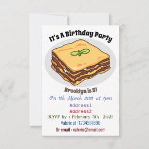 Lasagne cartoon illustration  invitation