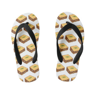 Lasagne cartoon illustration kid's flip flops