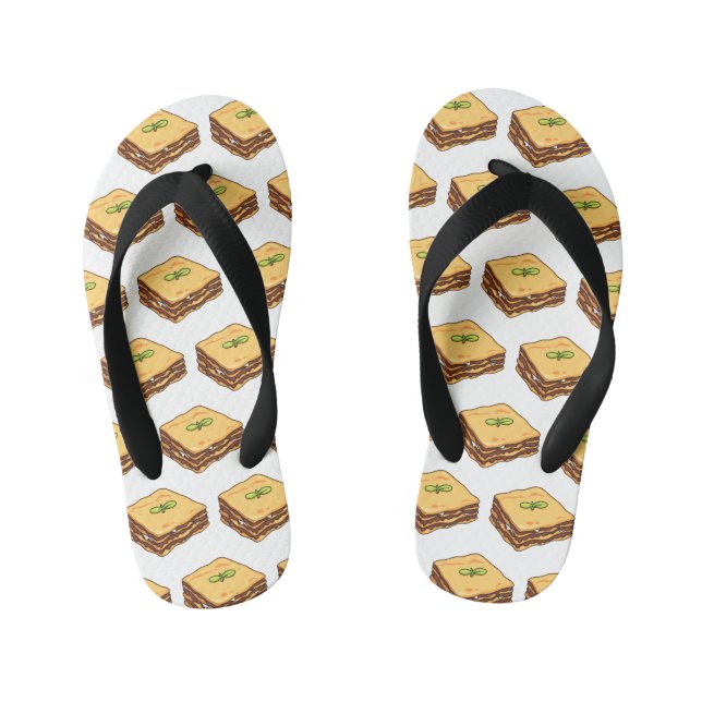 Lasagne cartoon illustration kid's flip flops (Footbed)