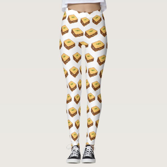 Lasagne cartoon illustration  leggings (Front)