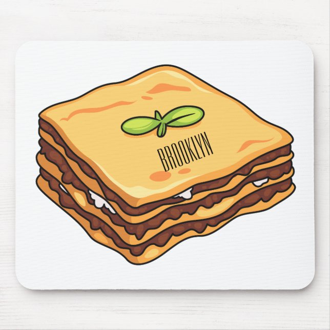 Lasagne cartoon illustration mouse mat (Front)