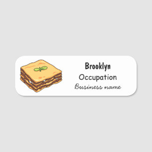 Lasagne cartoon illustration  name tag