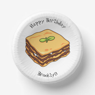 Lasagne cartoon illustration paper plate