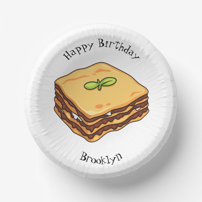 Lasagne cartoon illustration paper plate (Front)