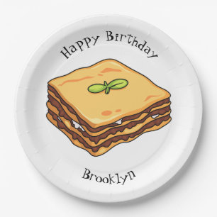 Lasagne cartoon illustration paper plate