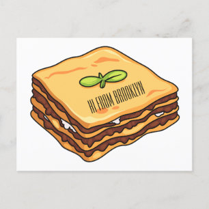 Lasagne cartoon illustration postcard