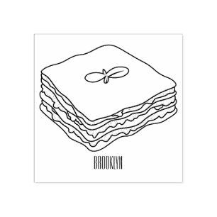 Lasagne cartoon illustration rubber stamp
