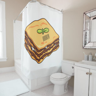 Lasagne cartoon illustration  shower curtain