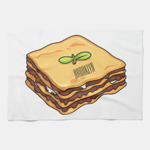 Lasagne cartoon illustration  tea towel