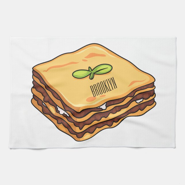 Lasagne cartoon illustration  tea towel (Horizontal)