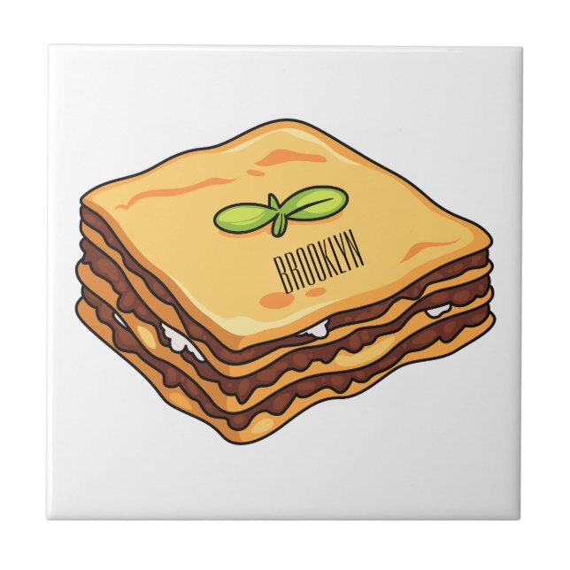 Lasagne cartoon illustration tile (Front)