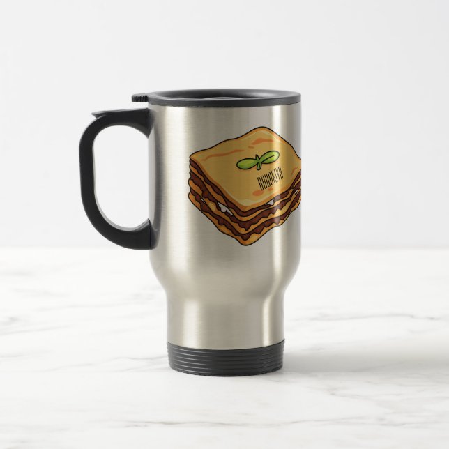 Lasagne cartoon illustration  travel mug (Left)