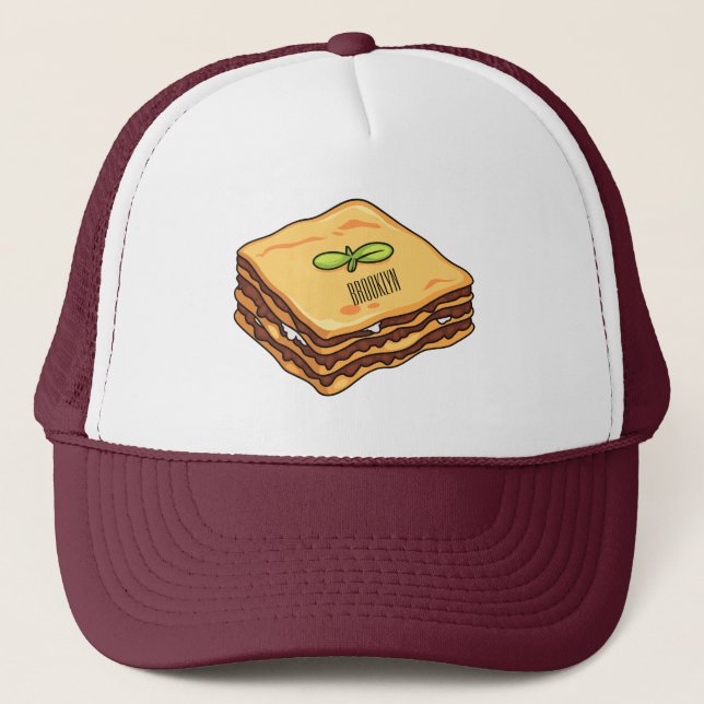 Lasagne cartoon illustration  trucker hat (Front)