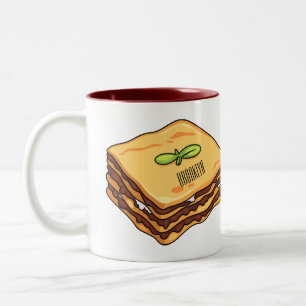 Lasagne cartoon illustration Two-Tone coffee mug
