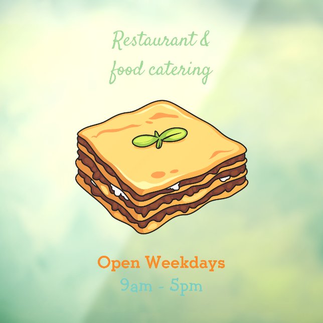 Lasagne cartoon illustration window cling (Sheet 3)