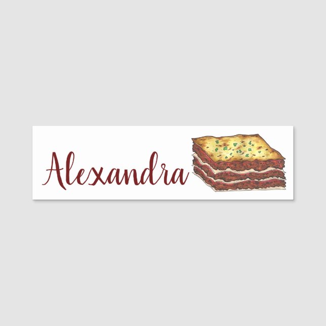 Lasagne Lasagne Italian American Cooking Food Name Tag (Front)