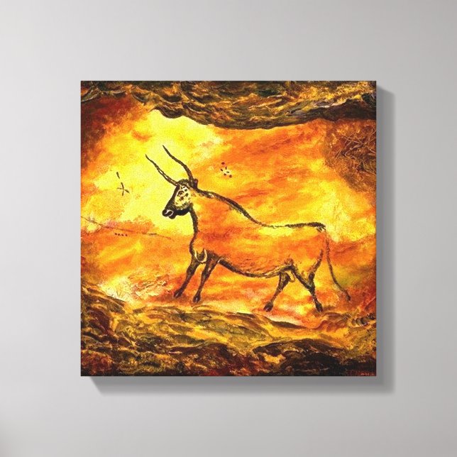 Lascaux Prehistoric Cave Painting of Bull Canvas Print (Front)