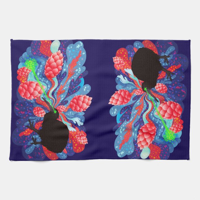 Lase Kiwi Hop Explosion Tea Towel (Horizontal)