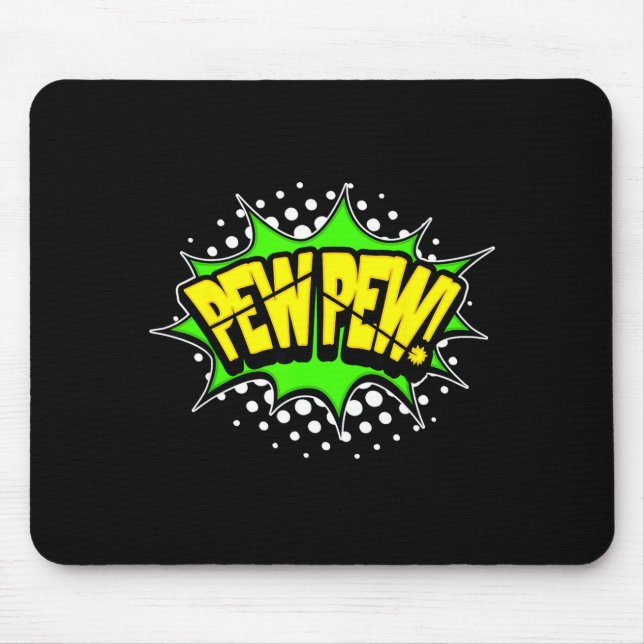 Laser blaster pew-pew! action word comic book mouse mat (Front)