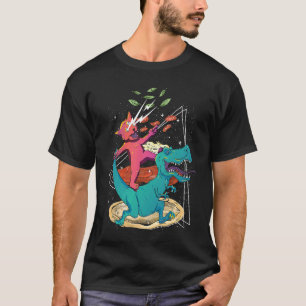 Laser Cat Dinosaur Pizza Tacos Rainbow Foodie Feli T-Shirt