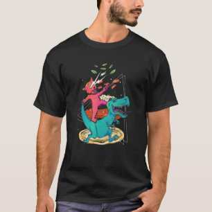 Laser Cat Dinosaur Pizza Tacos Rainbow Foodie Feli T-Shirt