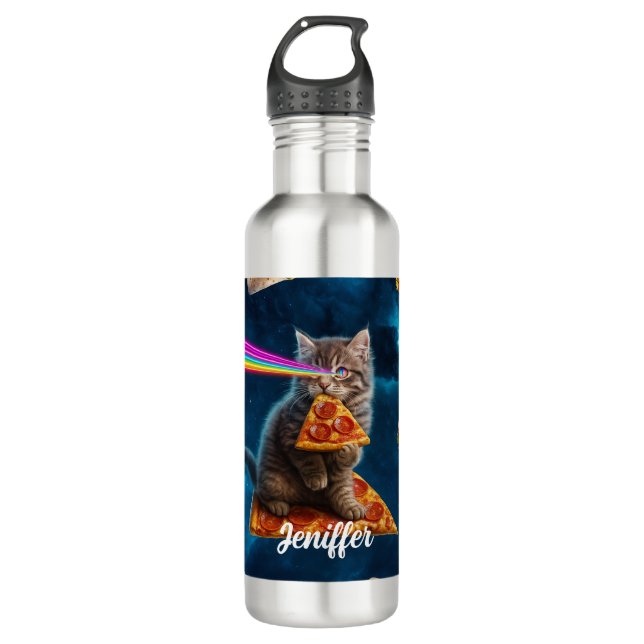 Laser Cat Pizza Party                              710 Ml Water Bottle (Front)
