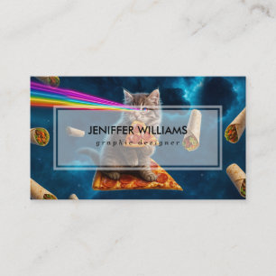 Laser Cat Pizza Party Business Card